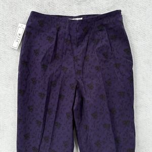 NWT Eric Casuals Trouser Pants Womens 8 Purple‎ Black Ankle Cropped Slacks